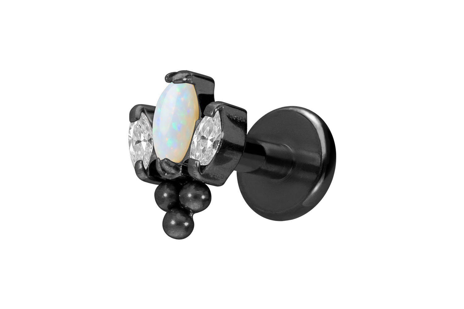 Titan Labret Piercing mit Innengewinde LOTUSBLÜTE + 3 KUGELN